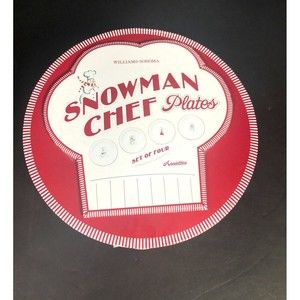 williams sonoma snowman chef plates 6" dessert plates hostess gift